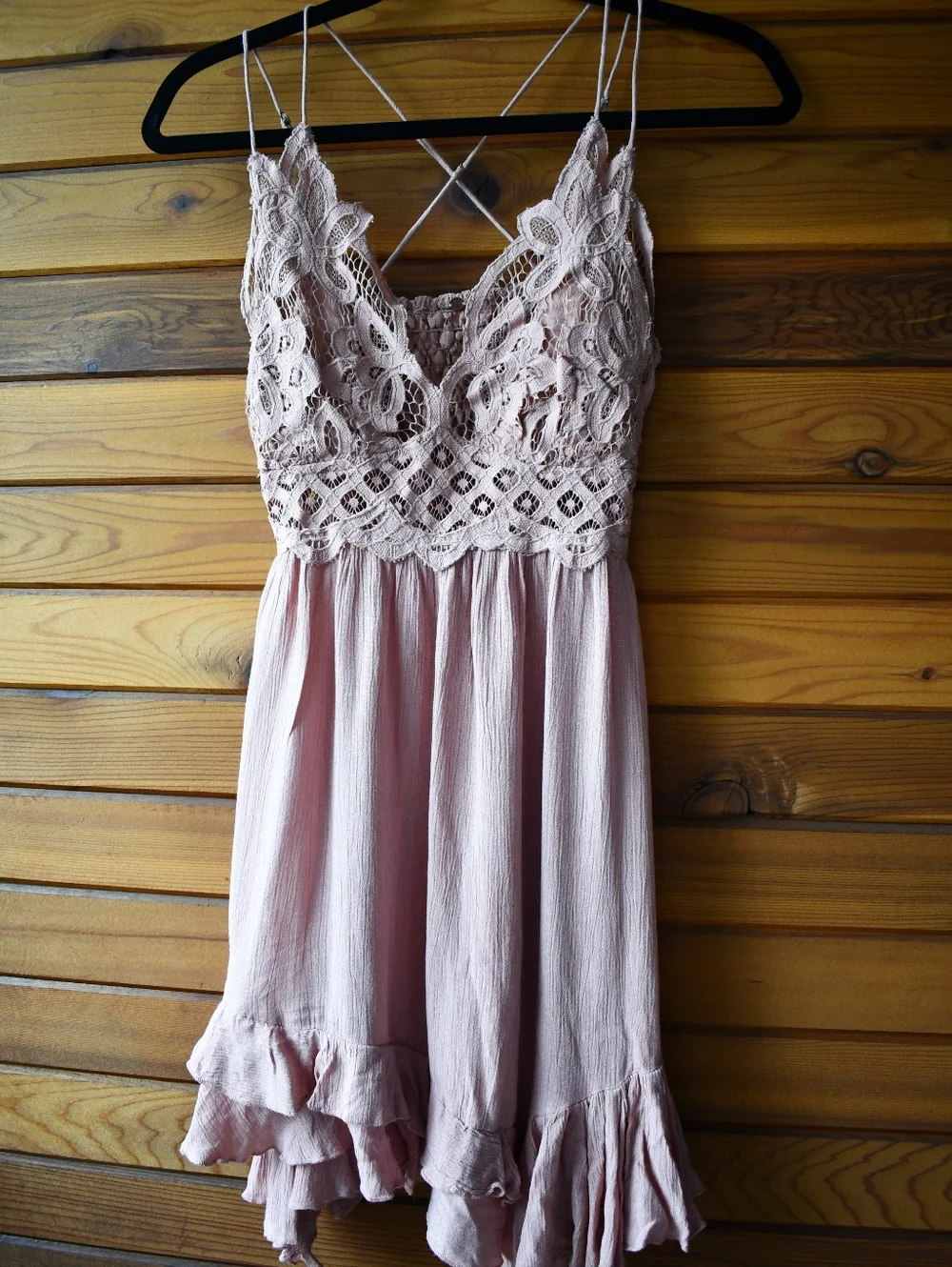 Free People Slip Dress Womens Rose Pink Mini Adella Lace Size Medium - Picture 5 of 8